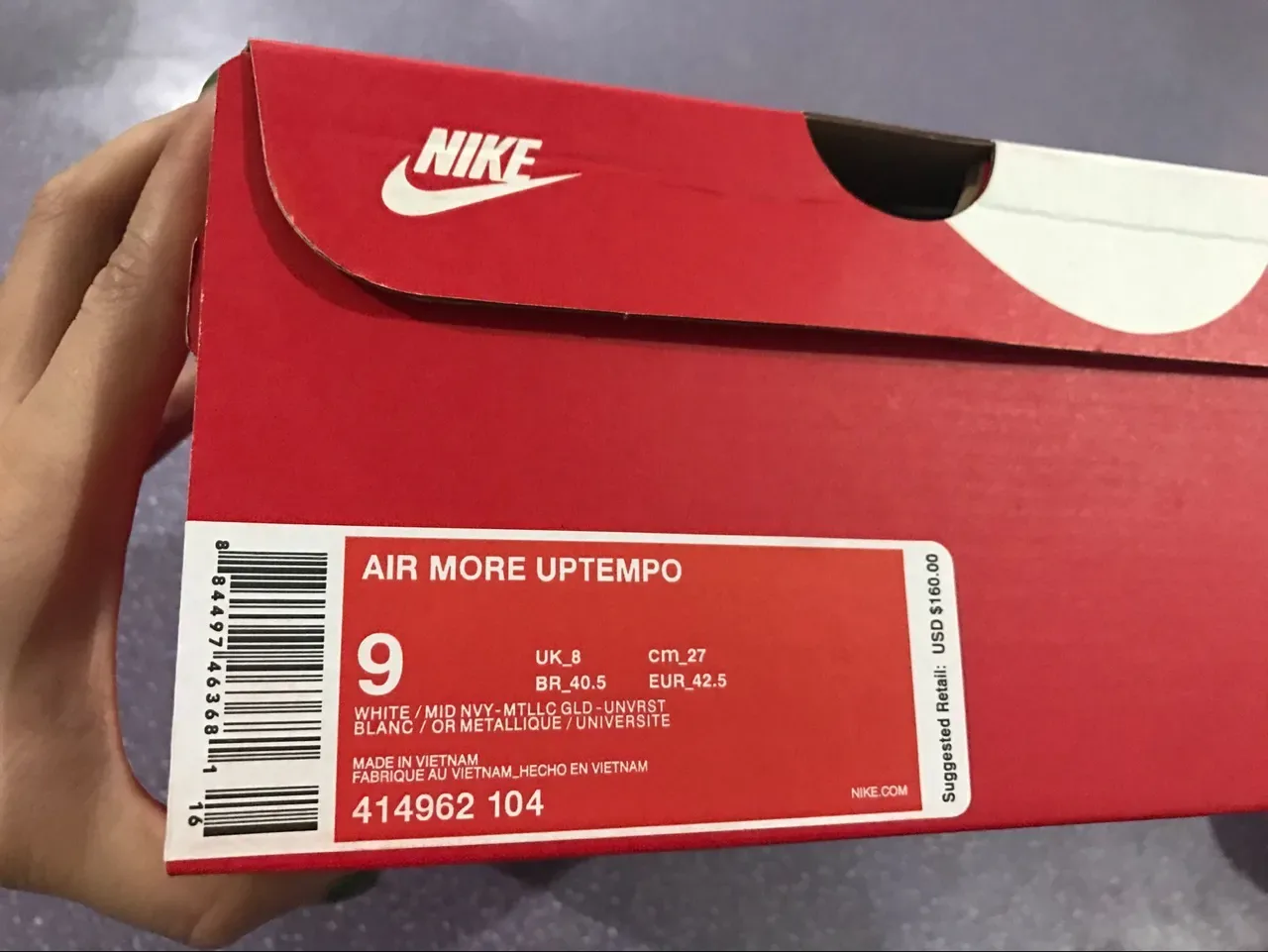 Nike Air More Uptempo Chaussures de Basket Blanc et Bleu marine 11