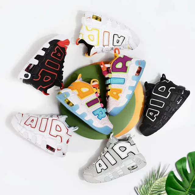 Nike Air More Uptempo White Gray Black Chaussures de Basketball 4