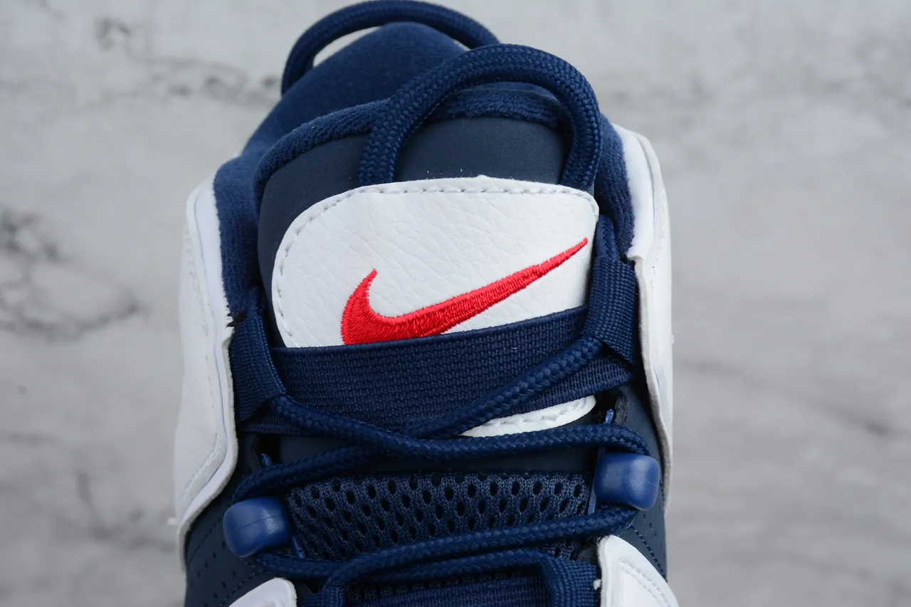 Nike Air More Uptempo White Navy Basketball Shoes 4