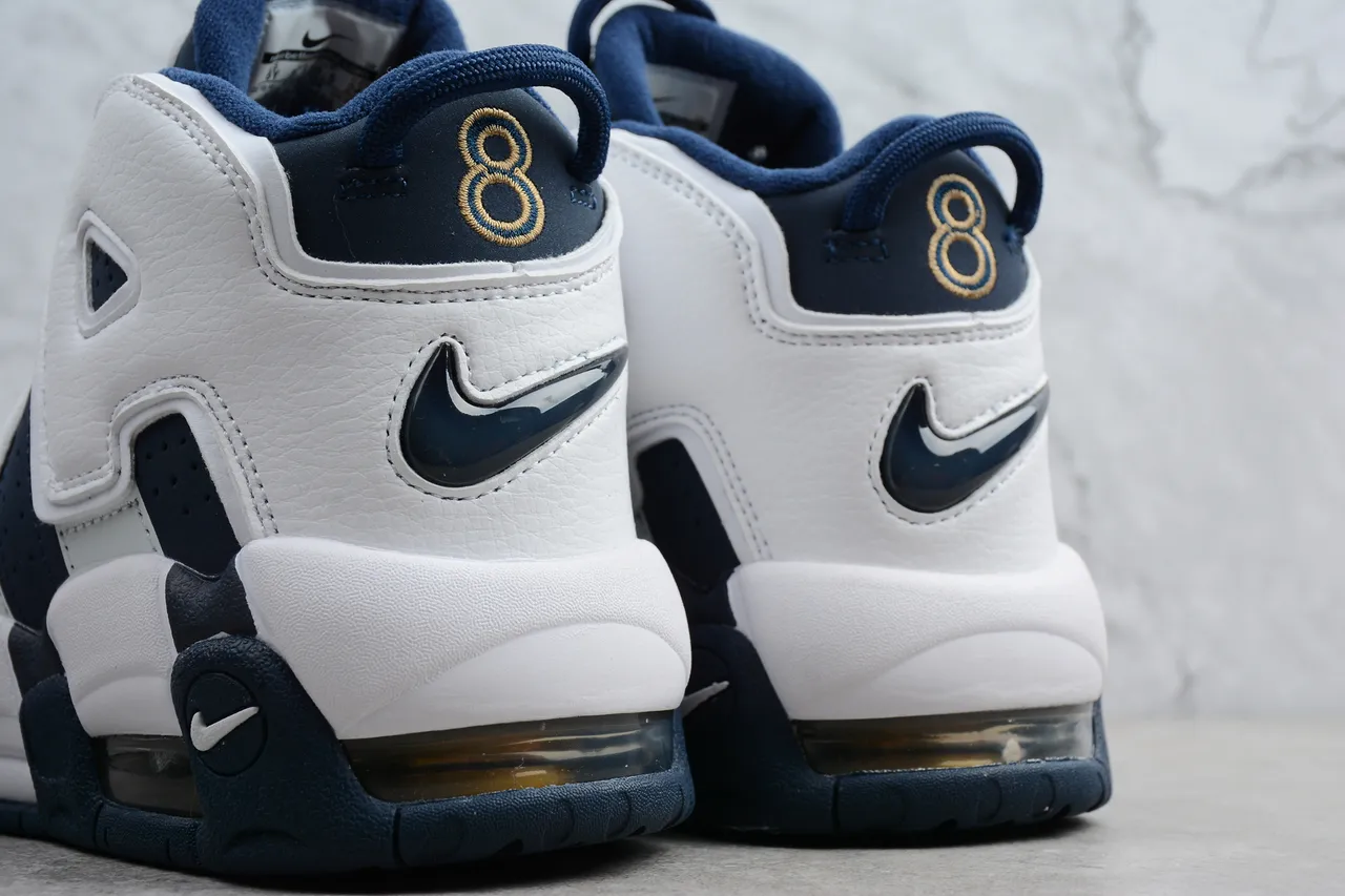 Nike Air More Uptempo White Navy Basketball Shoes 6