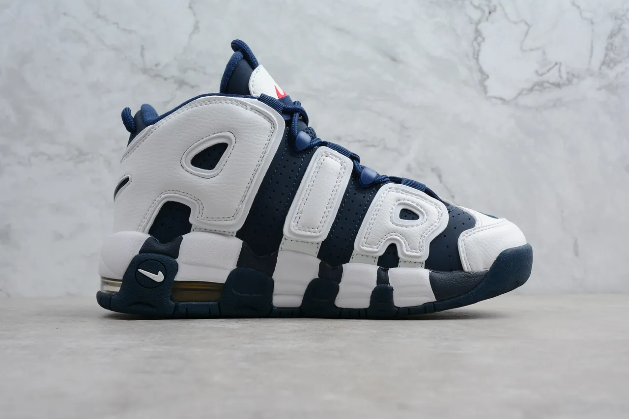 Nike Air More Uptempo White Navy Basketball Shoes 9