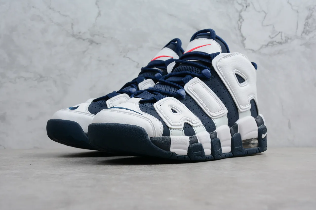 Nike Air More Uptempo White Navy Basketball Shoes 10