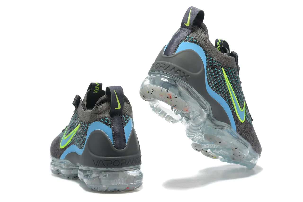 Nike Air VaporMax Flyknit Black Blue Engineered Knit Upper Visible Cushioning Sole Running Shoes 2