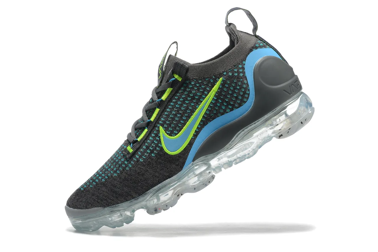 Nike Air VaporMax Flyknit Black Blue Engineered Knit Upper Visible Cushioning Sole Running Shoes 4