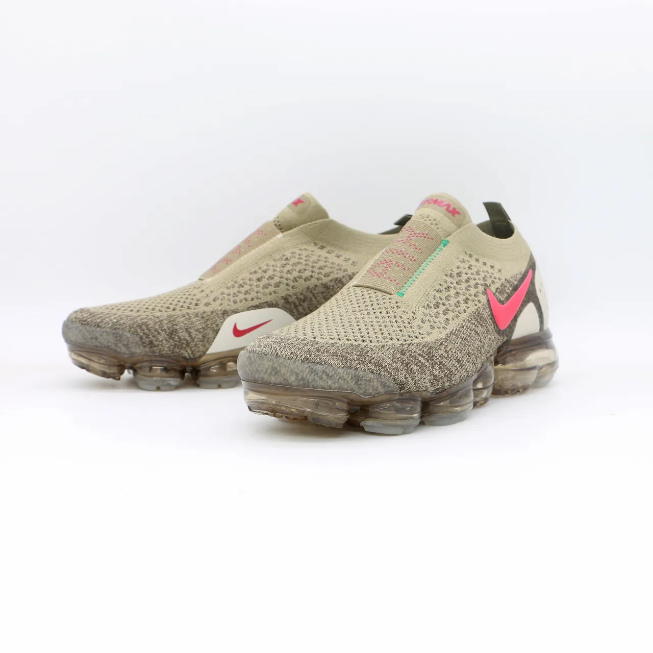 Nike Air VaporMax Flyknit Slip-On Olive Pink Lifestyle Sneakers 4