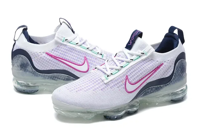 Nike Air VaporMax Flyknit Women's White Pink Navy Lifestyle Sneakers 5