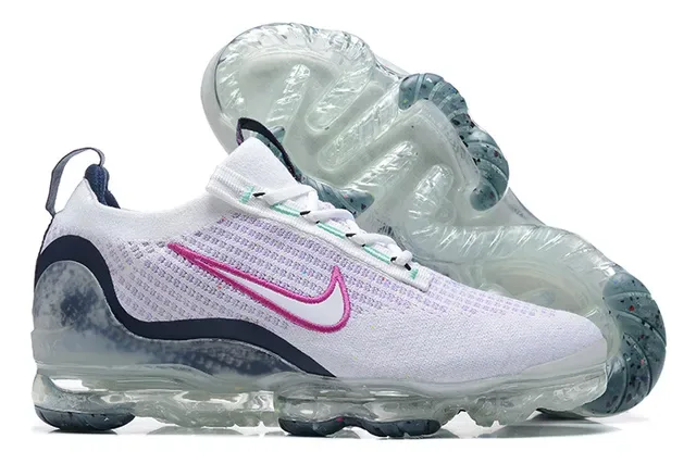 Nike Air VaporMax Flyknit Women's White Pink Navy Lifestyle Sneakers 6