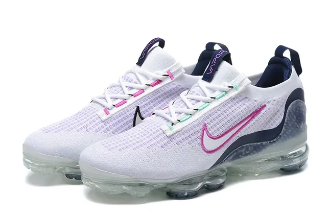 Nike Air VaporMax Flyknit Women's White Pink Navy Lifestyle Sneakers 7