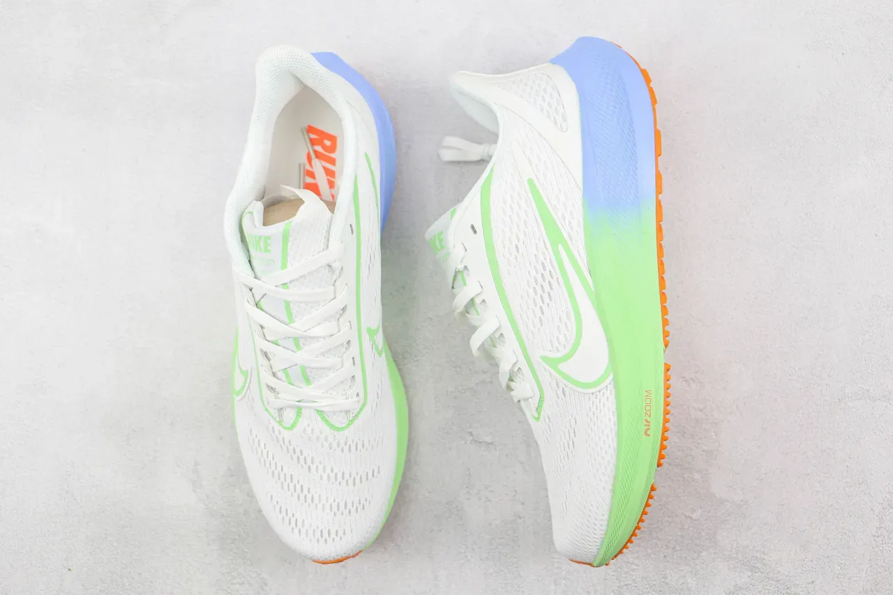 Nike Air Zoom Pegasus Chaussures de running blanc vert lime bleu orange 3