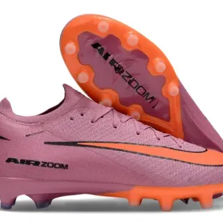 Nike Air Zoom وردي برتقالي Knit Upper كولار منخفض أرض صلبة حذاء كرة القدم