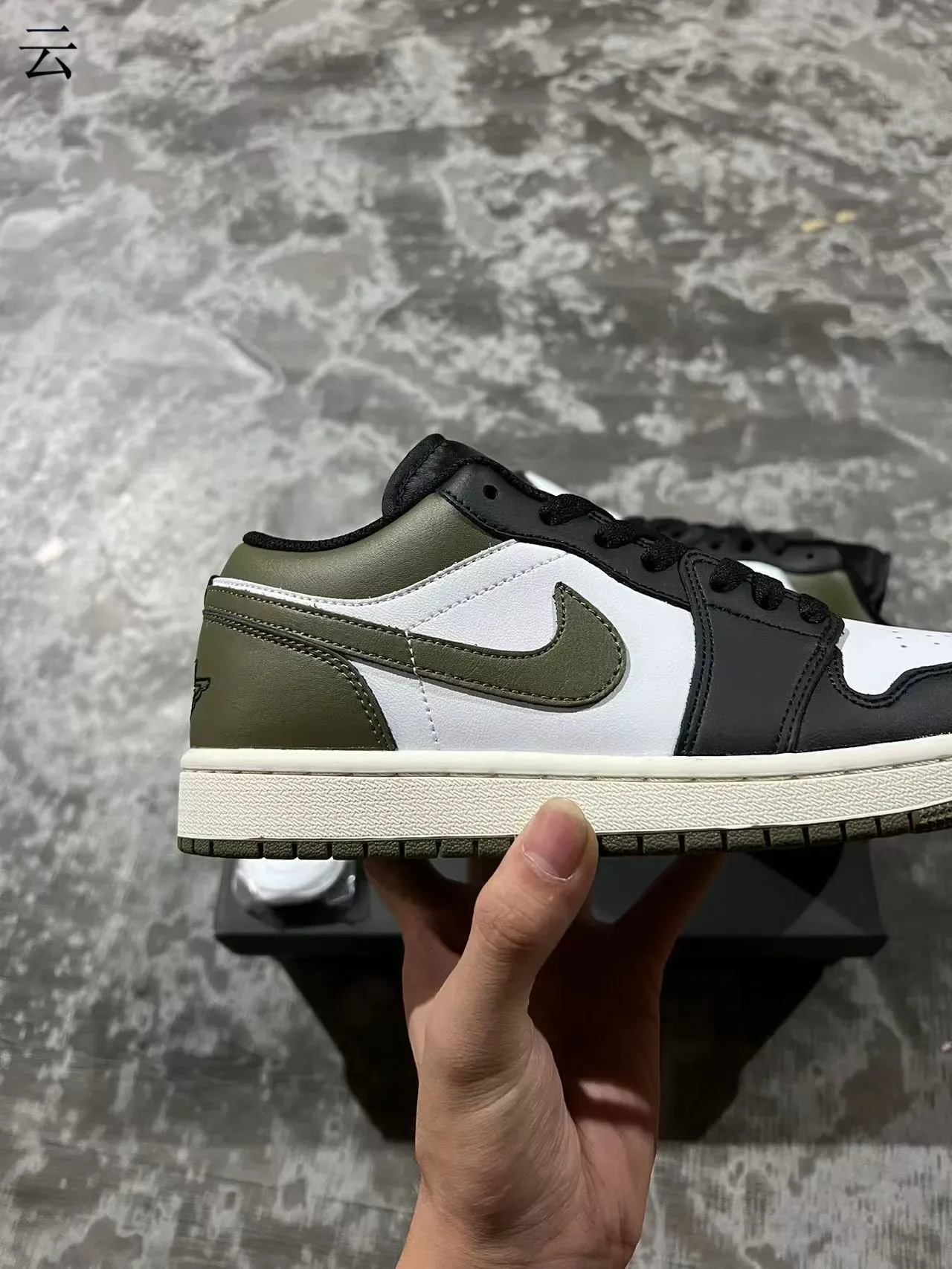 Nike Army Green Black Low-Top Leather-Paneled Lifestyle Sneakers 7