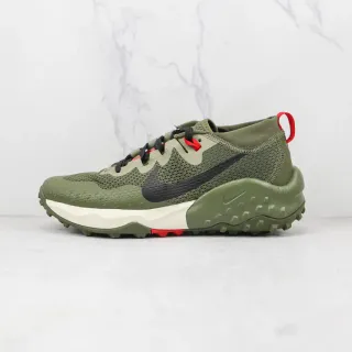 Nike Army Green Black Olive Mesh Upper Sculpted Wavy Midsole Lifestyle Sneakers