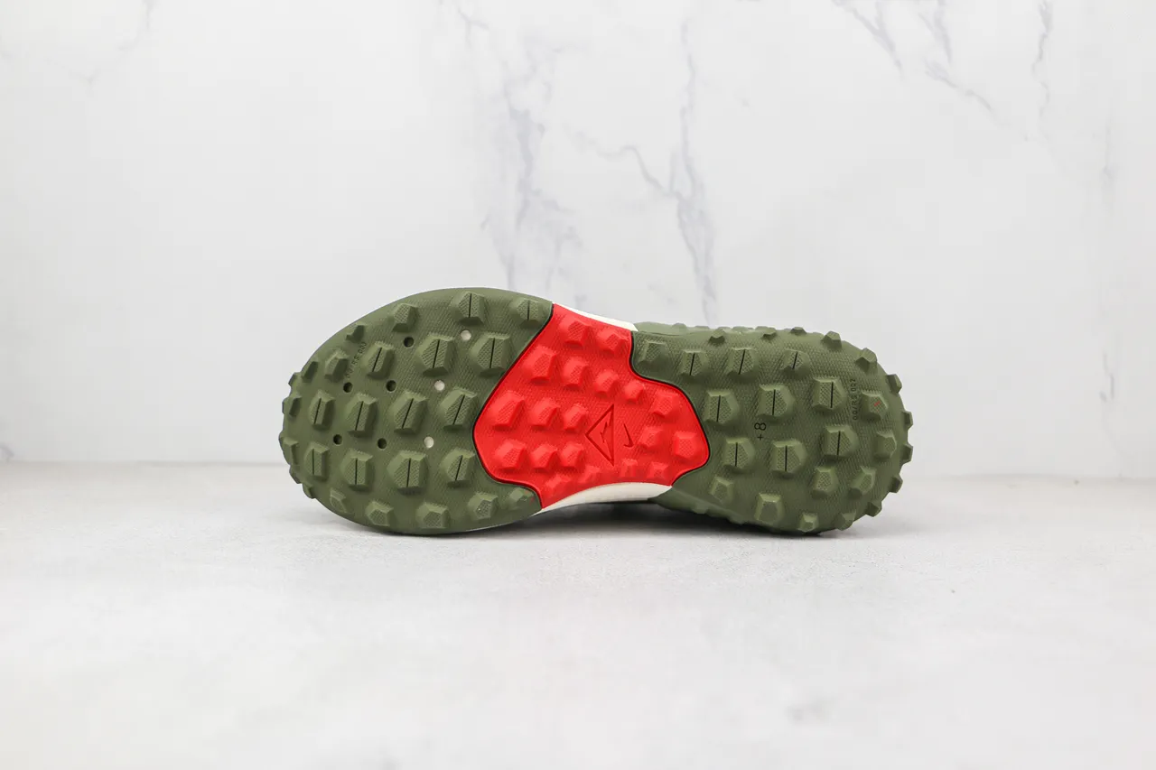 Nike Army Green Black Olive Mesh Upper Sculpted Wavy Midsole Lifestyle Sneakers 8