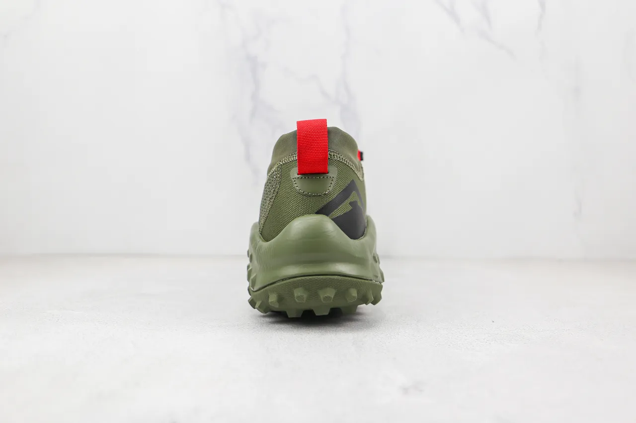 Nike Army Green Black Olive Mesh Upper Sculpted Wavy Midsole Lifestyle Sneakers 9