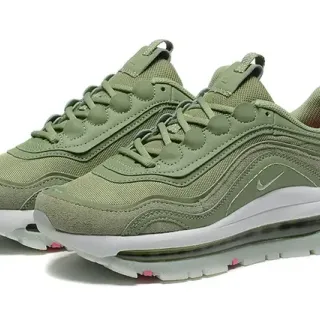 Nike Army Green White Olive Mesh And Synthetic Overlays Sculpted Wavy Midsole Lifestyle Sneakers