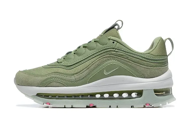 Nike Army Green White Olive Mesh And Synthetic Overlays Sculpted Wavy Midsole Lifestyle Sneakers 2