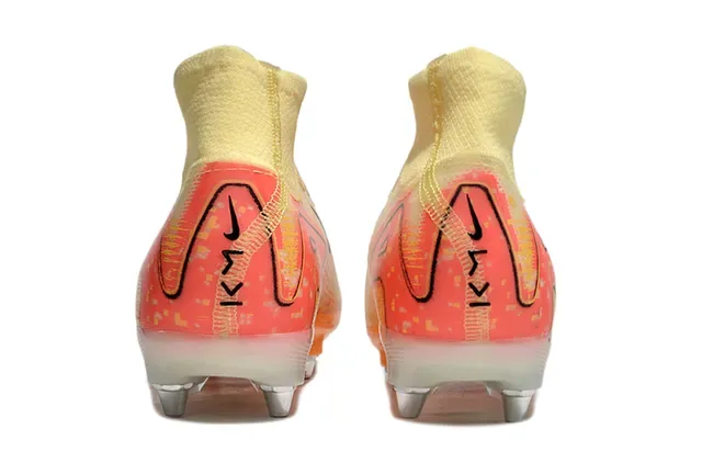 Nike Beige Orange High-Cut Sock-Fit Collar Pixelated Graphic Overlay Firm-Ground Soccer Shoes 4