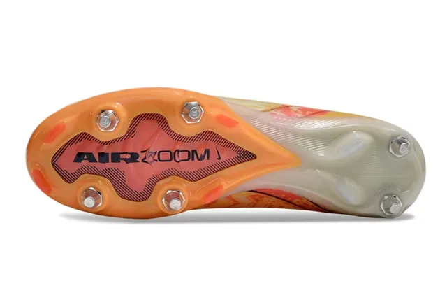 Nike Beige Orange High-Cut Sock-Fit Collar Pixelated Graphic Overlay Firm-Ground Soccer Shoes 6