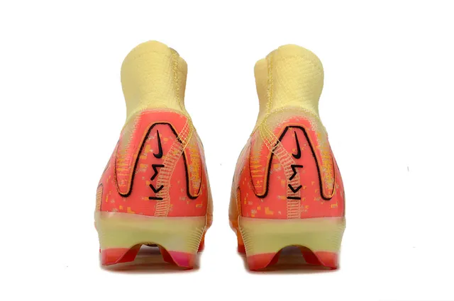 Nike Beige Orange High-Cut Sock-Fit Upper Translucent TPU Sole Plate Firm-Ground Soccer Shoes 4