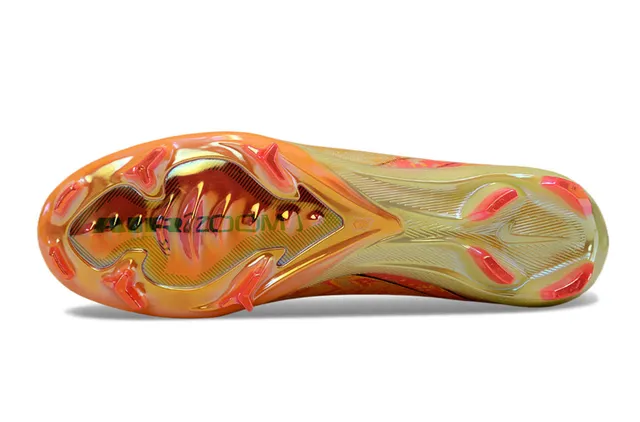 Nike Beige Orange High-Cut Sock-Fit Upper Translucent TPU Sole Plate Firm-Ground Soccer Shoes 6