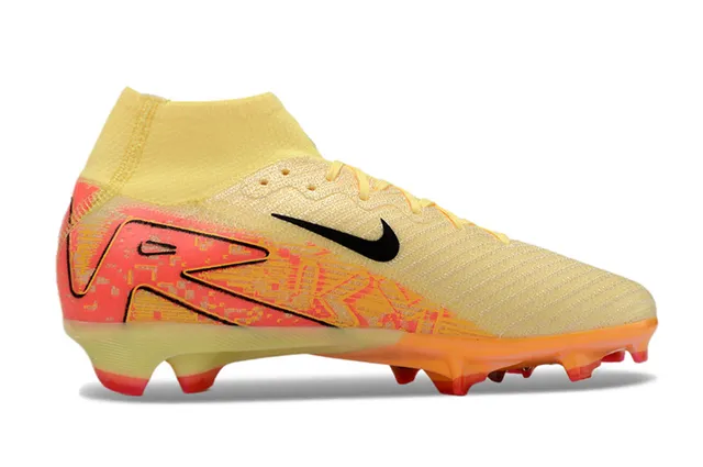Nike Beige Orange High-Cut Sock-Fit Upper Translucent TPU Sole Plate Firm-Ground Soccer Shoes 7