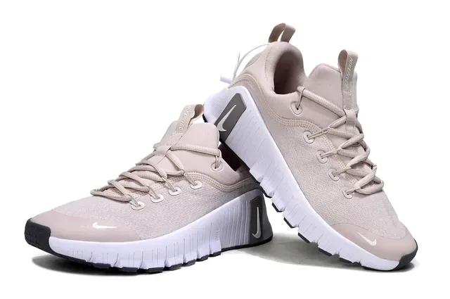 Nike Beige White Knit Upper Segmented Flex Groove Midsole Lifestyle Sneakers 3