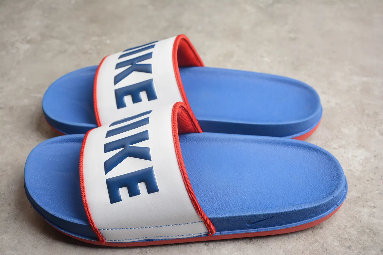 Nike Benassi JDI White Royal Blue Red Slippers 8
