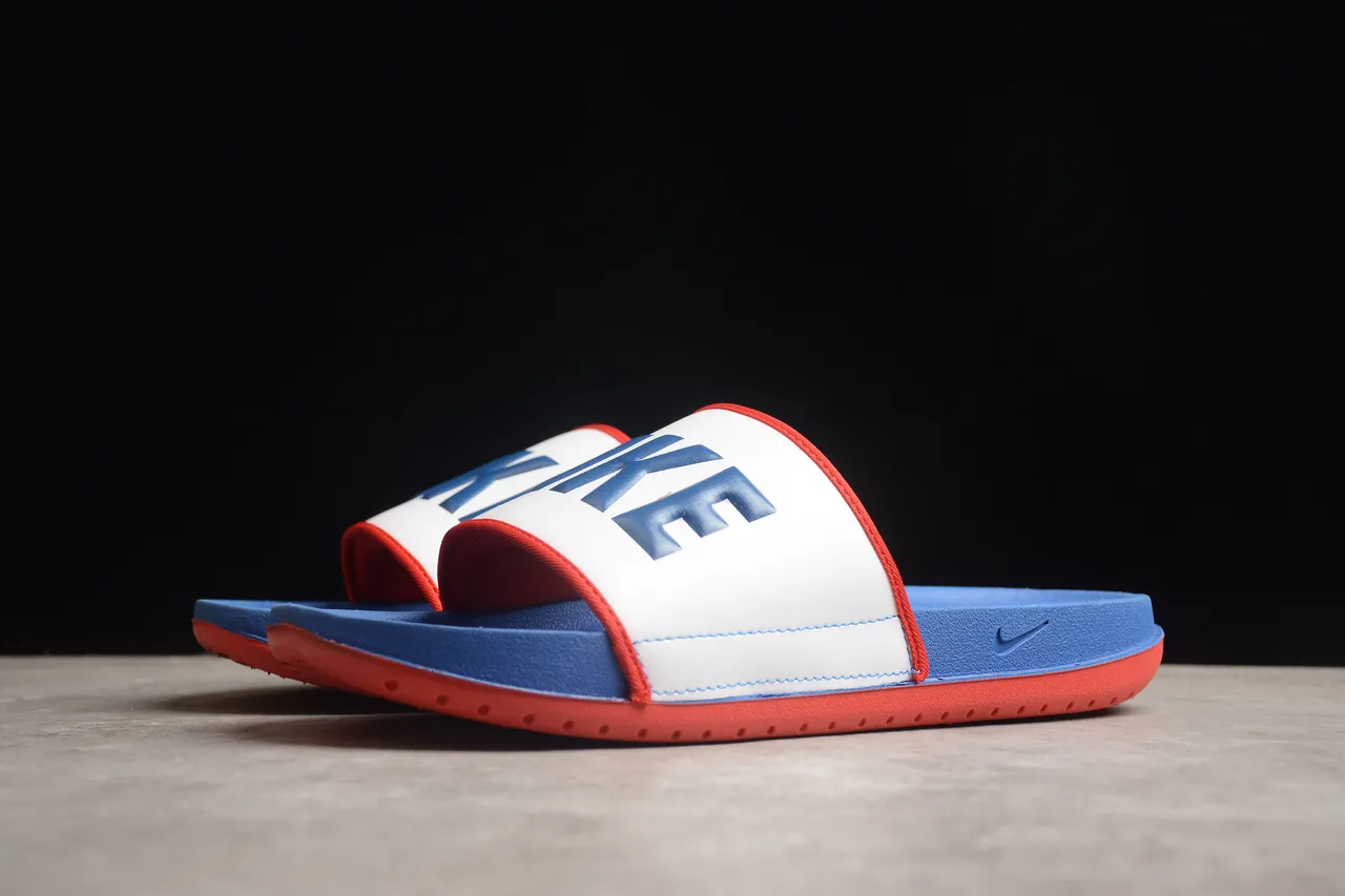 Nike Benassi JDI White Royal Blue Red Slippers 13