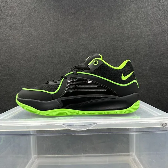Nike Black and Neon Green Low-Top Mesh and Synthetic Basketball Shoes 2