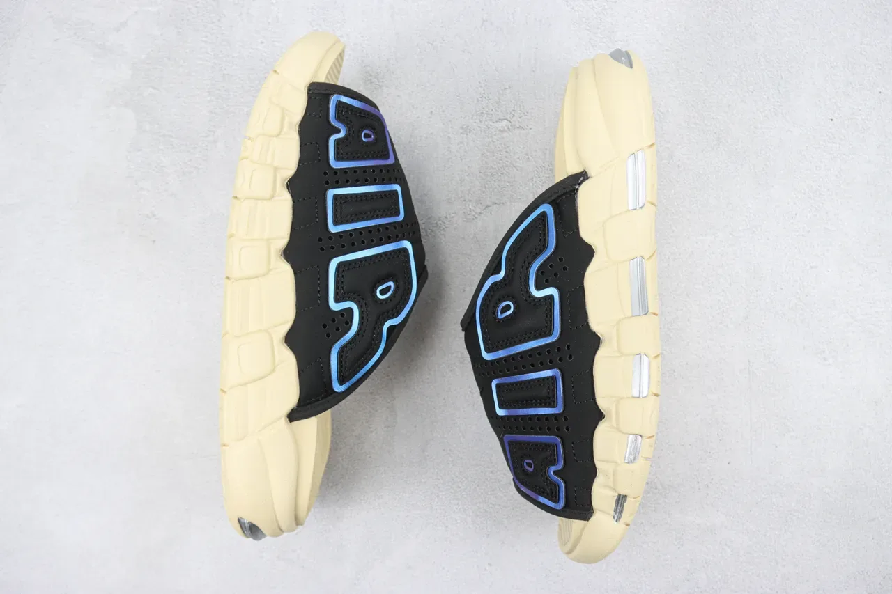 Nike Black Beige Perforated Upper Bold AIR Lettering Slippers 2