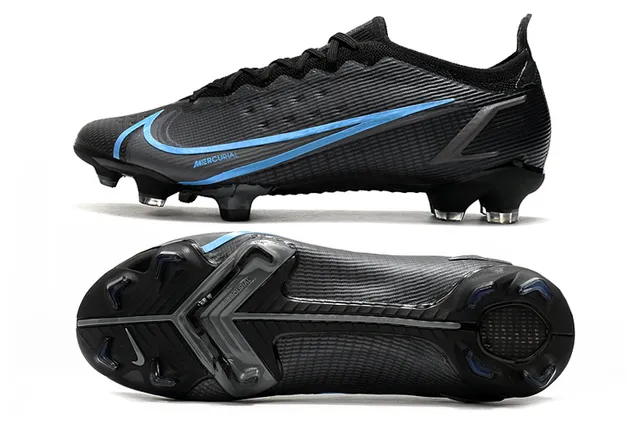 Nike Preto Azul Sapatos de Futebol de Baixo Corte Colar de Meia Texturizado Superior Sintético Sola Firme 2