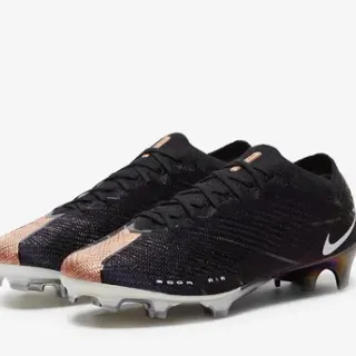 Nike Black Gold Knit Upper Metallic Toe Overlay Firm-Ground Soccer Shoes