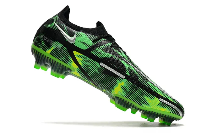 Nike Noir Vert Lacets Asymétriques Empeigne Synthétique Texturée Upper Chaussures de Football pour Terrain Firme 3