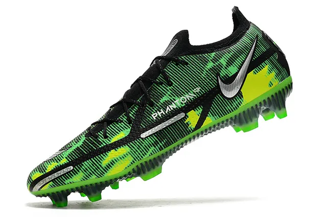 Nike Noir Vert Lacets Asymétriques Empeigne Synthétique Texturée Upper Chaussures de Football pour Terrain Firme 4