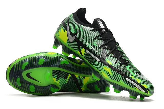 Nike Noir Vert Lacets Asymétriques Empeigne Synthétique Texturée Upper Chaussures de Football pour Terrain Firme 5