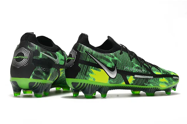 Nike Noir Vert Lacets Asymétriques Empeigne Synthétique Texturée Upper Chaussures de Football pour Terrain Firme 7