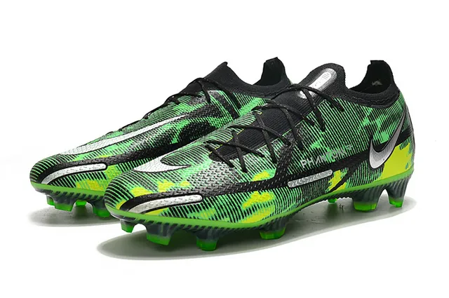 Nike Noir Vert Lacets Asymétriques Empeigne Synthétique Texturée Upper Chaussures de Football pour Terrain Firme 8