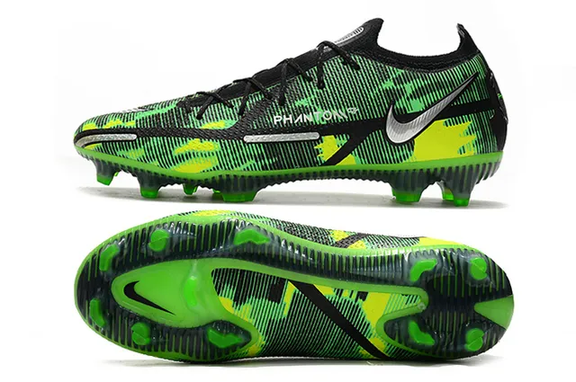 Nike Noir Vert Lacets Asymétriques Empeigne Synthétique Texturée Upper Chaussures de Football pour Terrain Firme 9
