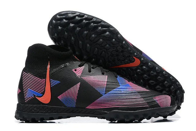 Nike কালো বহুরঙা জ্যামিতিক মুদ্রিত উপর সক-ফিট কলার টার্ফ ফুটবল জুতো 1