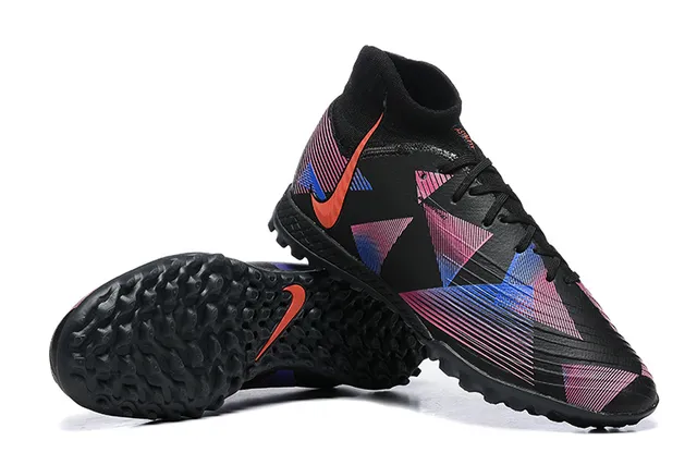 Nike কালো বহুরঙা জ্যামিতিক মুদ্রিত উপর সক-ফিট কলার টার্ফ ফুটবল জুতো 6