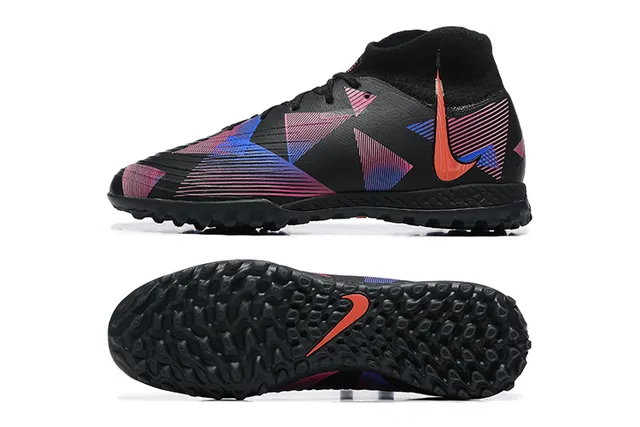 Nike কালো বহুরঙা জ্যামিতিক মুদ্রিত উপর সক-ফিট কলার টার্ফ ফুটবল জুতো 9