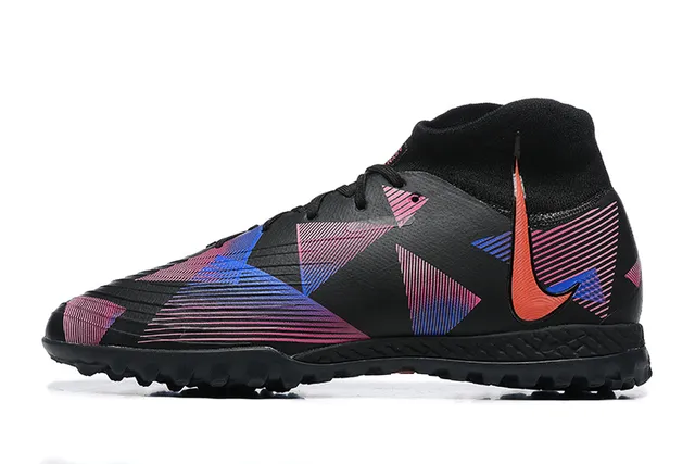 Nike কালো বহুরঙা জ্যামিতিক মুদ্রিত উপর সক-ফিট কলার টার্ফ ফুটবল জুতো 10