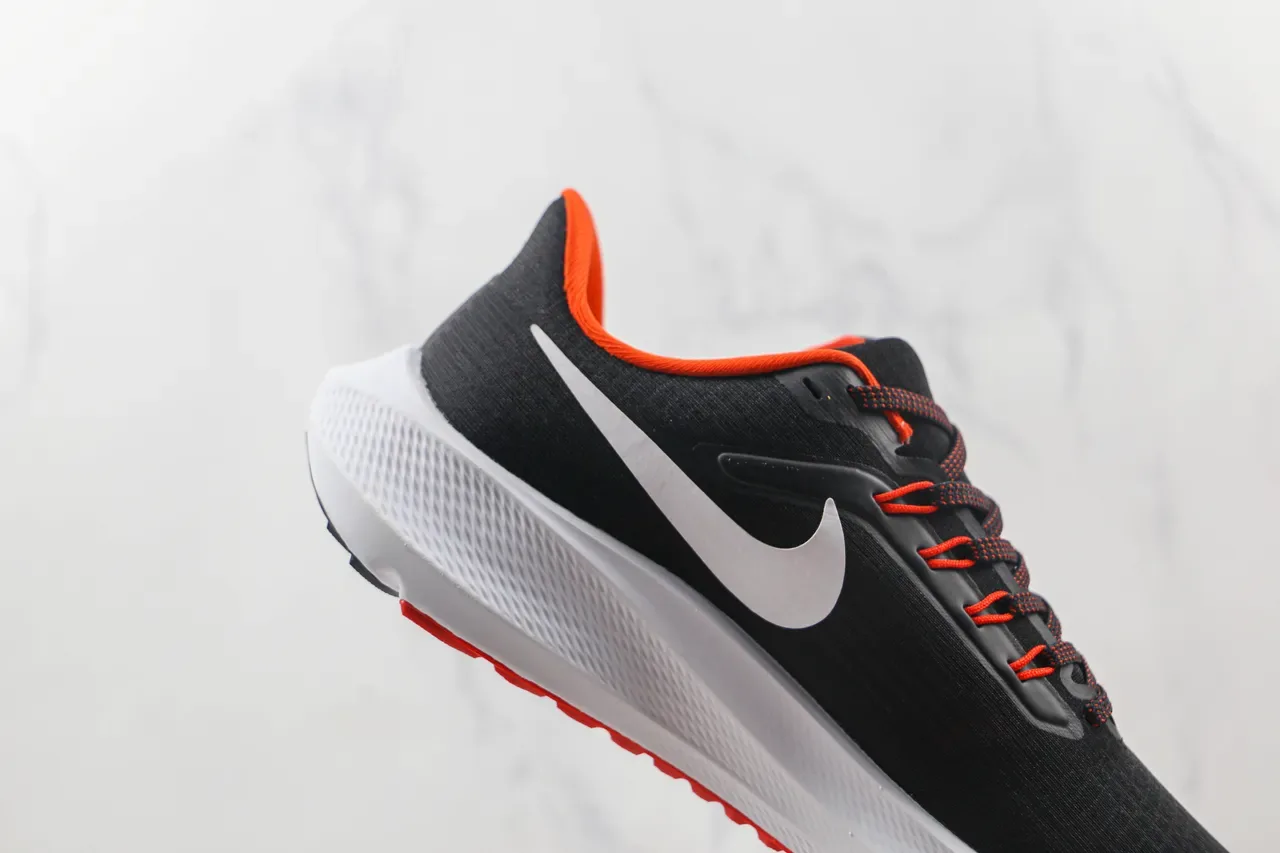 Nike Black Orange Engineered Mesh Upper Sculpted White Midsole Running Shoes 5