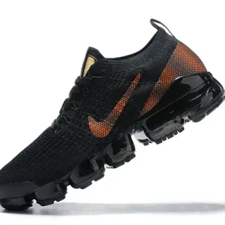Nike Black Orange Knit Upper Visible Air Sole Lifestyle Sneakers