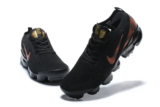 Nike Tênis Lifestyle Preto Laranja Upper Tricô Visible Air Sole 2