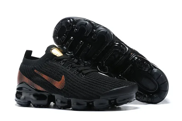 Nike Tênis Lifestyle Preto Laranja Upper Tricô Visible Air Sole 3