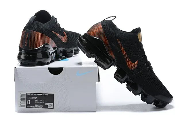 Nike Tênis Lifestyle Preto Laranja Upper Tricô Visible Air Sole 4