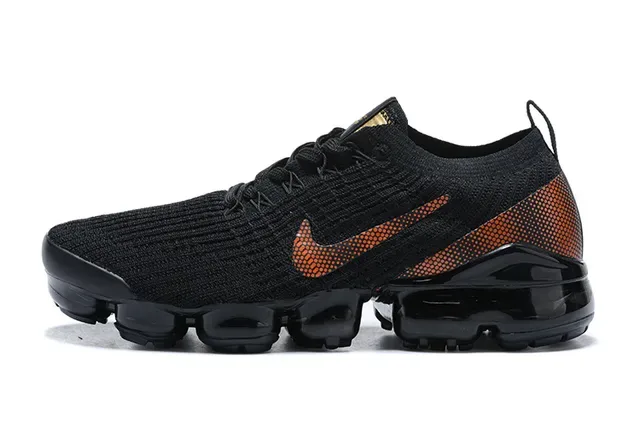 Nike Tênis Lifestyle Preto Laranja Upper Tricô Visible Air Sole 5