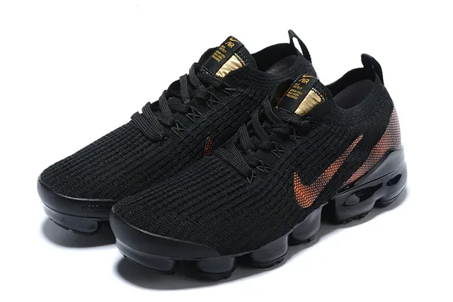 Nike Tênis Lifestyle Preto Laranja Upper Tricô Visible Air Sole 6
