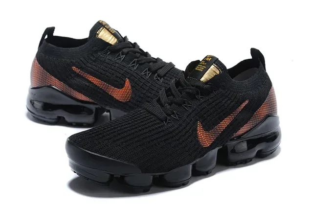 Nike Tênis Lifestyle Preto Laranja Upper Tricô Visible Air Sole 7